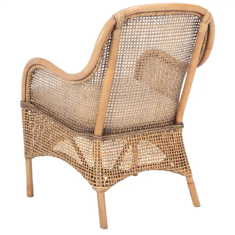 SAFAVIEH Rosalia Coastal Rattan Accent Chair with Cushion - 23.4 W x 24.8 L x 32.7 H - 23Wx25Dx33H