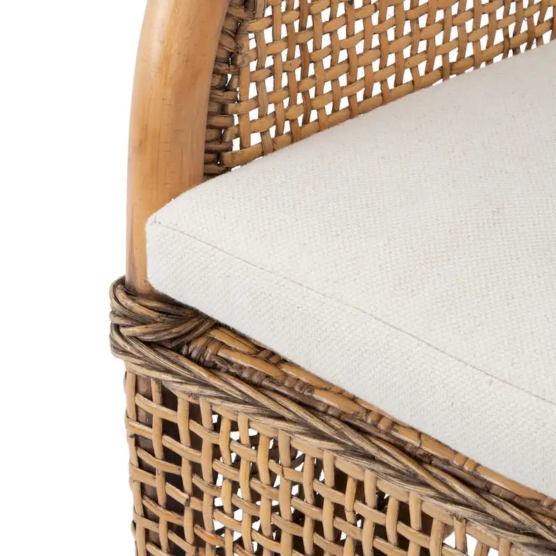 SAFAVIEH Rosalia Coastal Rattan Accent Chair with Cushion - 23.4 W x 24.8 L x 32.7 H - 23Wx25Dx33H