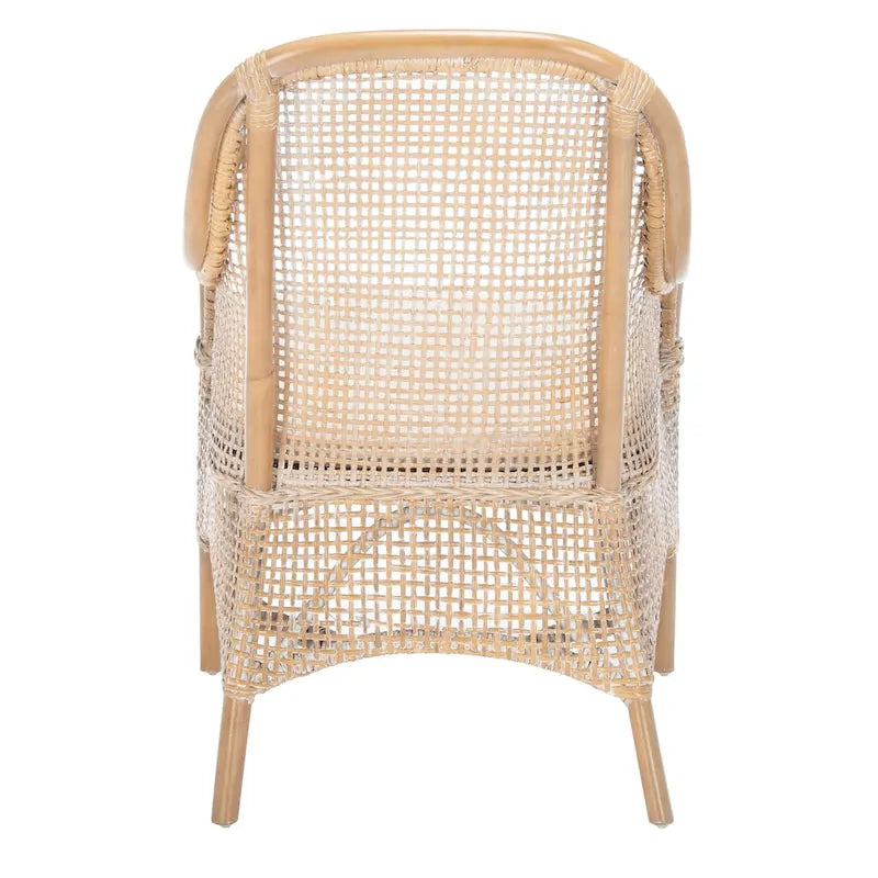 SAFAVIEH Rosalia Coastal Rattan Accent Chair with Cushion - 23.4 W x 24.8 L x 32.7 H - 23Wx25Dx33H
