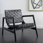 SAFAVIEH Vena Leather Woven Accent Chair - 30 W x 28 D x 28 H - 30Wx28Dx28H