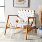 SAFAVIEH Vena Leather Woven Accent Chair - 30 W x 28 D x 28 H - 30Wx28Dx28H