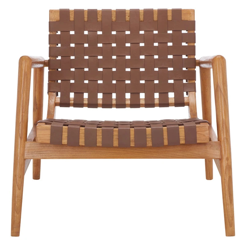 SAFAVIEH Vena Leather Woven Accent Chair - 30 W x 28 D x 28 H - 30Wx28Dx28H