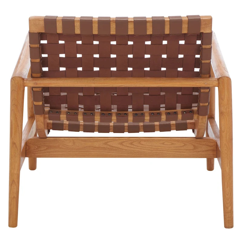 SAFAVIEH Vena Leather Woven Accent Chair - 30 W x 28 D x 28 H - 30Wx28Dx28H