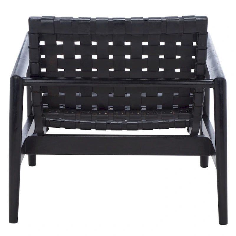 SAFAVIEH Vena Leather Woven Accent Chair - 30 W x 28 D x 28 H - 30Wx28Dx28H