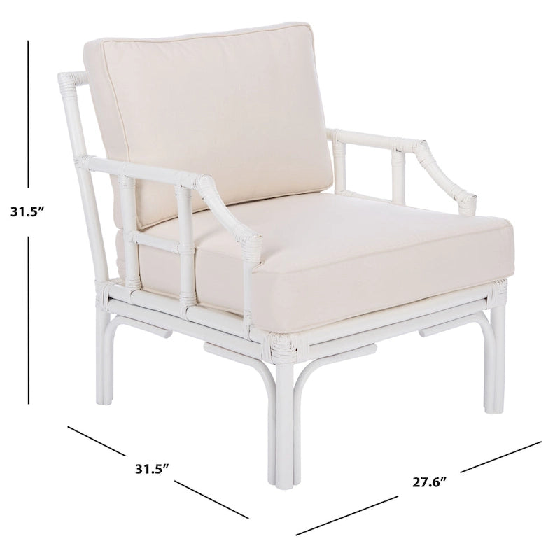 SAFAVIEH Maudie Rattan Accent Chair - 27.6 W x 31.5 L x 31.5 H - 28Wx32Dx32H