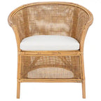 SAFAVIEH Adline Rattan Honey Brown Accent Chair with Cushion - 29.9 W x 25.6 L x 31.5 H - 30Wx26Dx32H