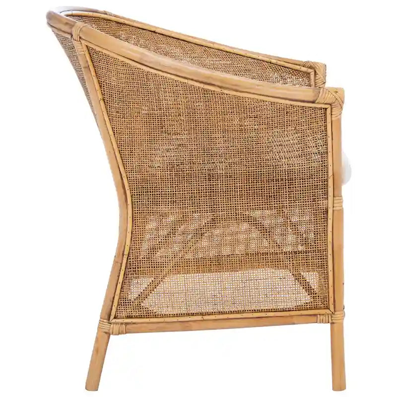 SAFAVIEH Adline Rattan Honey Brown Accent Chair with Cushion - 29.9 W x 25.6 L x 31.5 H - 30Wx26Dx32H
