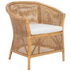 SAFAVIEH Adline Rattan Honey Brown Accent Chair with Cushion - 29.9 W x 25.6 L x 31.5 H - 30Wx26Dx32H
