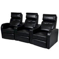 vidaXL 3-Seater Home Theater Recliner Sofa Black Faux Leather - 89.4 x 33.5 x 40.6