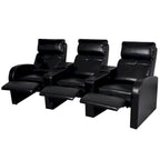 vidaXL 3-osobowa rozkładana sofa do kina domowego, czarna, ze sztucznej skóry — 89.4 x 33.5 x 40.6