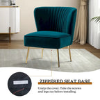 Armloser Monica-Comfy-Akzentsessel für das Wohnzimmer mit gesteppter Rückenlehne und Metallbeinen von HULALA HOME