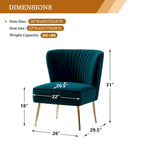 Armloser Monica-Comfy-Akzentsessel für das Wohnzimmer mit gesteppter Rückenlehne und Metallbeinen von HULALA HOME