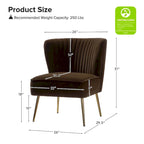 Armloser Monica-Comfy-Akzentsessel für das Wohnzimmer mit gesteppter Rückenlehne und Metallbeinen von HULALA HOME