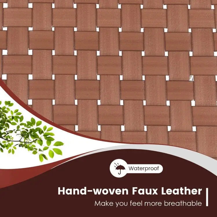 Akzentsessel aus gewebtem Leder mit Holzrahmen