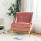 Gymax Swoop Arm Accent Chair Velvet Upholstered Armchair w/ Rubber - See Details