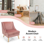 Gymax Swoop Arm Accent Chair Velvet Upholstered Armchair w/ Rubber - See Details