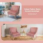 Gymax Swoop Arm Accent Chair Velvet Upholstered Armchair w/ Rubber - See Details