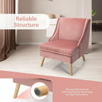 Gymax Swoop Arm Accent Chair Velvet Upholstered Armchair w/ Rubber - See Details