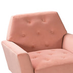 Fauteuil Lilia contemporain en velours rembourré avec dossier capitonné et pieds en métal doré, par HULALA HOME