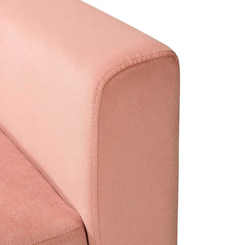Fauteuil Lilia contemporain en velours rembourré avec dossier capitonné et pieds en métal doré, par HULALA HOME