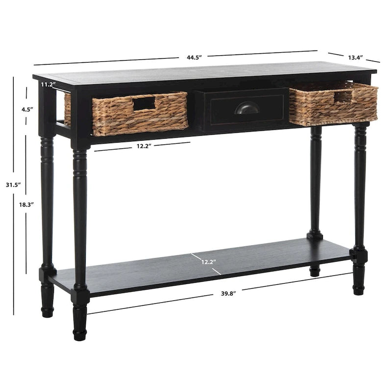 Konsolen-Aufbewahrungstisch in Used-Schwarz - 44.5 x 13.4 x 31.5 Zoll