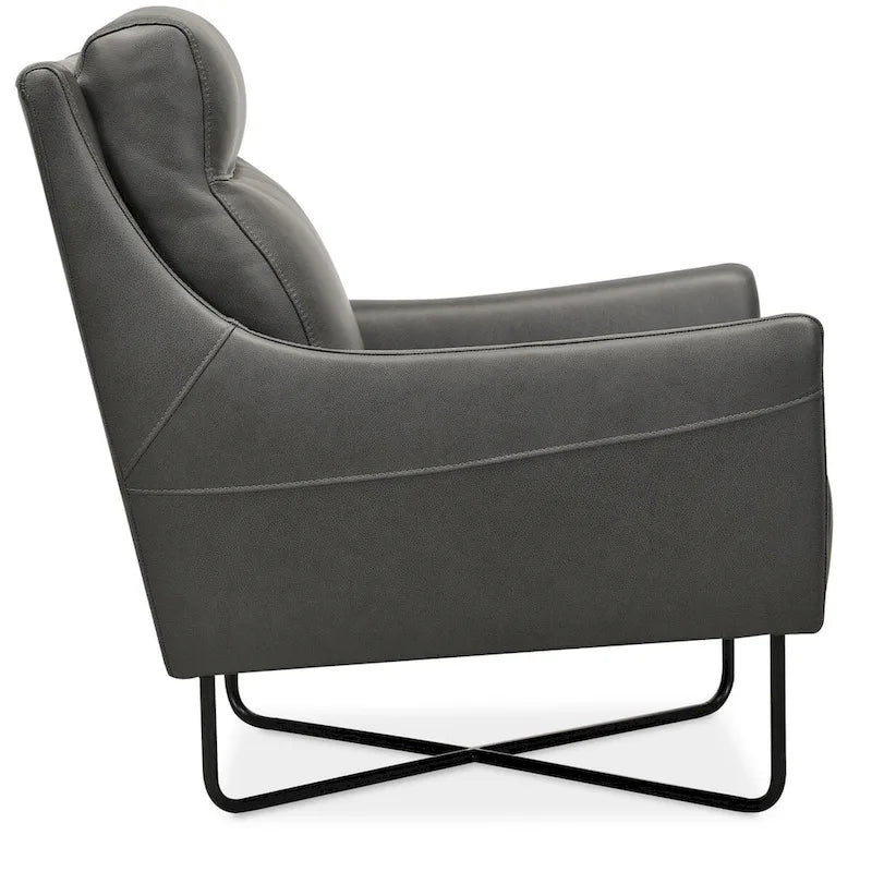 Poltrona contemporanea semi-anilina in pelle Hooker Furniture Efron da 28 di larghezza