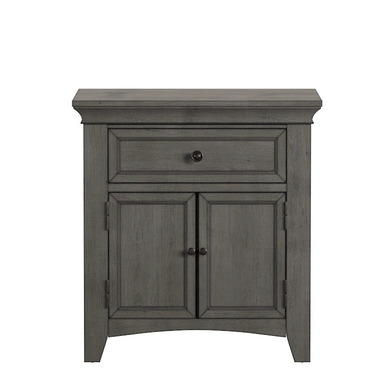 1-Drawer Wood Cupboard Nightstand with Charging Station