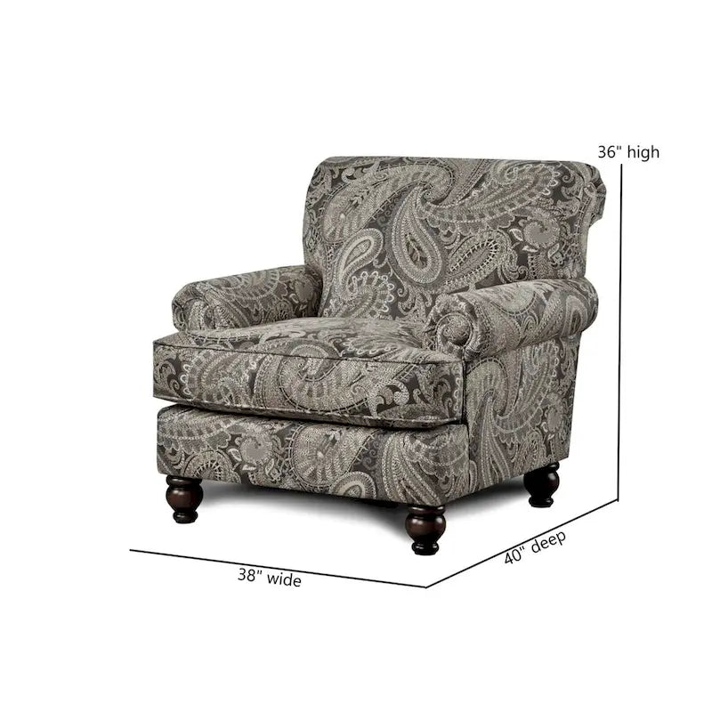 Sillón decorativo Capernicus con estampado paisley beige