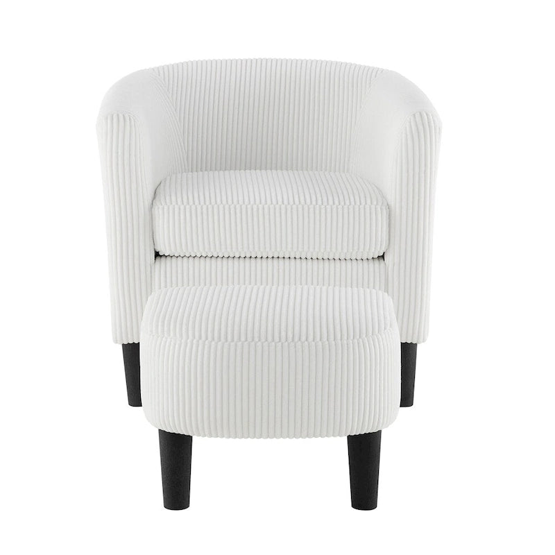 Corduroy Single Sofa Chair with Ottoman Foot Rest