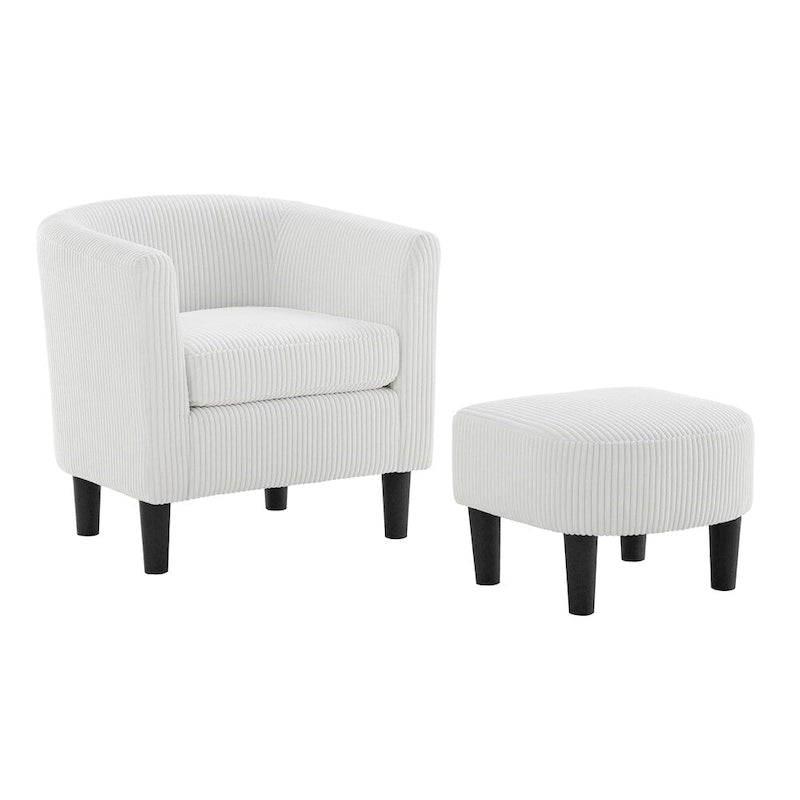 Corduroy Single Sofa Chair with Ottoman Foot Rest