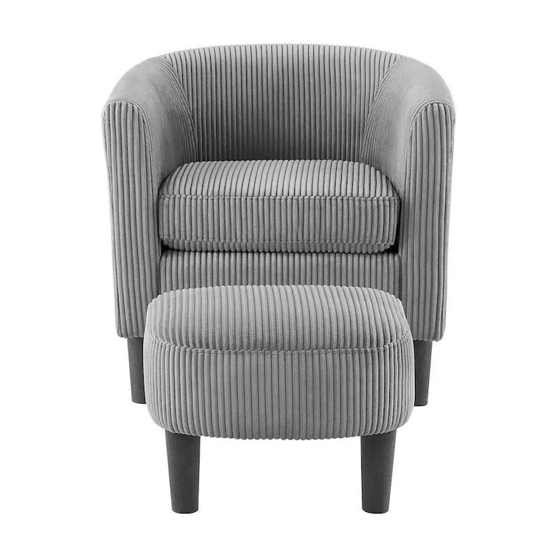 Corduroy Single Sofa Chair with Ottoman Foot Rest
