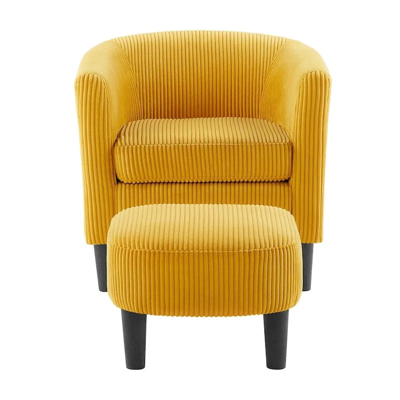 Corduroy Single Sofa Chair with Ottoman Foot Rest