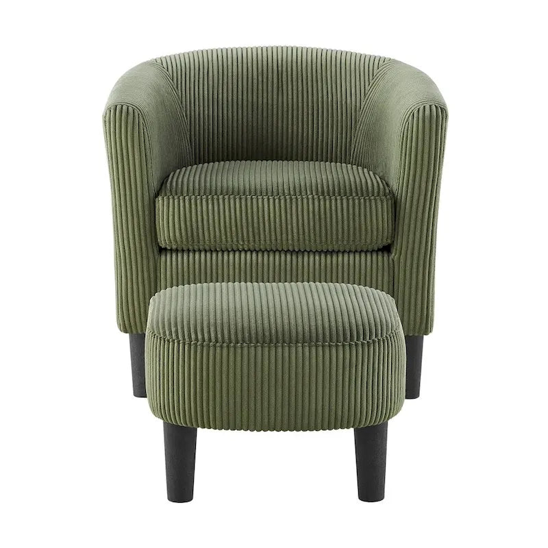 Corduroy Single Sofa Chair with Ottoman Foot Rest