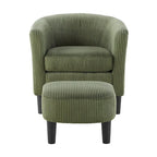 Corduroy Single Sofa Chair with Ottoman Foot Rest