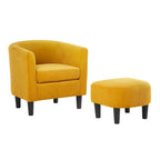 Corduroy Single Sofa Chair with Ottoman Foot Rest