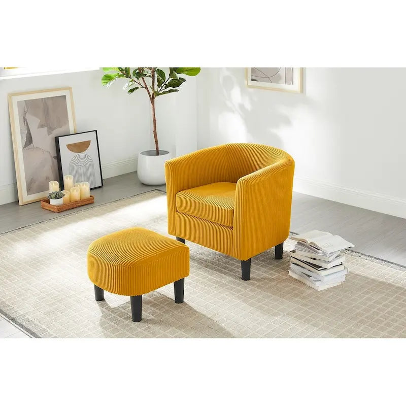 Corduroy Single Sofa Chair with Ottoman Foot Rest