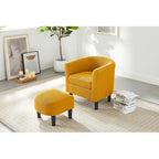 Corduroy Single Sofa Chair with Ottoman Foot Rest