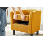 Corduroy Single Sofa Chair with Ottoman Foot Rest