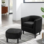 Corduroy Single Sofa Chair with Ottoman Foot Rest