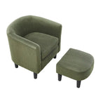 Corduroy Single Sofa Chair with Ottoman Foot Rest