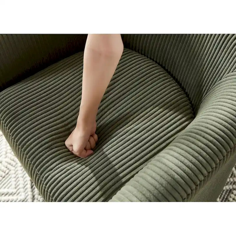 Corduroy Single Sofa Chair with Ottoman Foot Rest