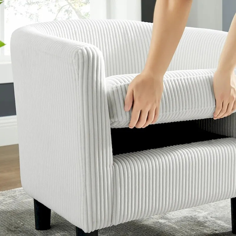 Corduroy Single Sofa Chair with Ottoman Foot Rest