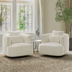 LUE BONA 2er-Set drehbarer Stoff-Akzentsessel aus Mischgewebe, moderner Fasssessel für das Wohnzimmer – 32.7 W x 32.7 D x 26.8 H