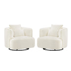 LUE BONA 2er-Set drehbarer Stoff-Akzentsessel aus Mischgewebe, moderner Fasssessel für das Wohnzimmer – 32.7 W x 32.7 D x 26.8 H