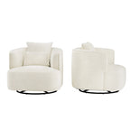 LUE BONA 2er-Set drehbarer Stoff-Akzentsessel aus Mischgewebe, moderner Fasssessel für das Wohnzimmer – 32.7 W x 32.7 D x 26.8 H