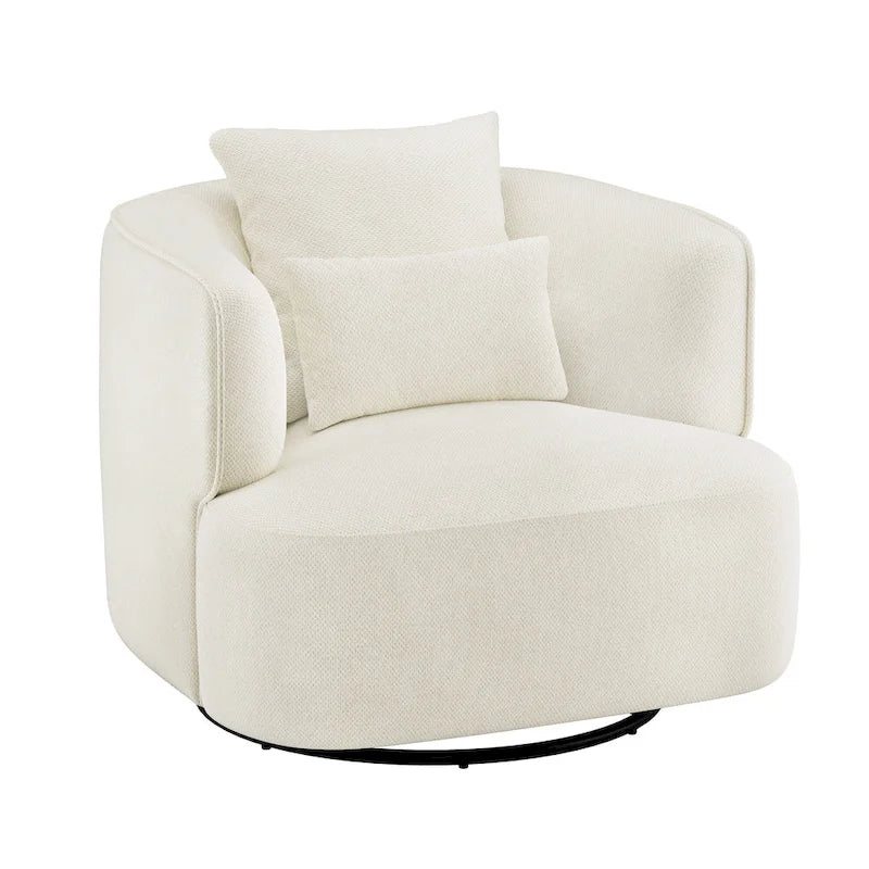 LUE BONA 2er-Set drehbarer Stoff-Akzentsessel aus Mischgewebe, moderner Fasssessel für das Wohnzimmer – 32.7 W x 32.7 D x 26.8 H