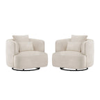 LUE BONA 2er-Set drehbarer Stoff-Akzentsessel aus Mischgewebe, moderner Fasssessel für das Wohnzimmer – 32.7 W x 32.7 D x 26.8 H