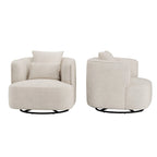 LUE BONA 2er-Set drehbarer Stoff-Akzentsessel aus Mischgewebe, moderner Fasssessel für das Wohnzimmer – 32.7 W x 32.7 D x 26.8 H
