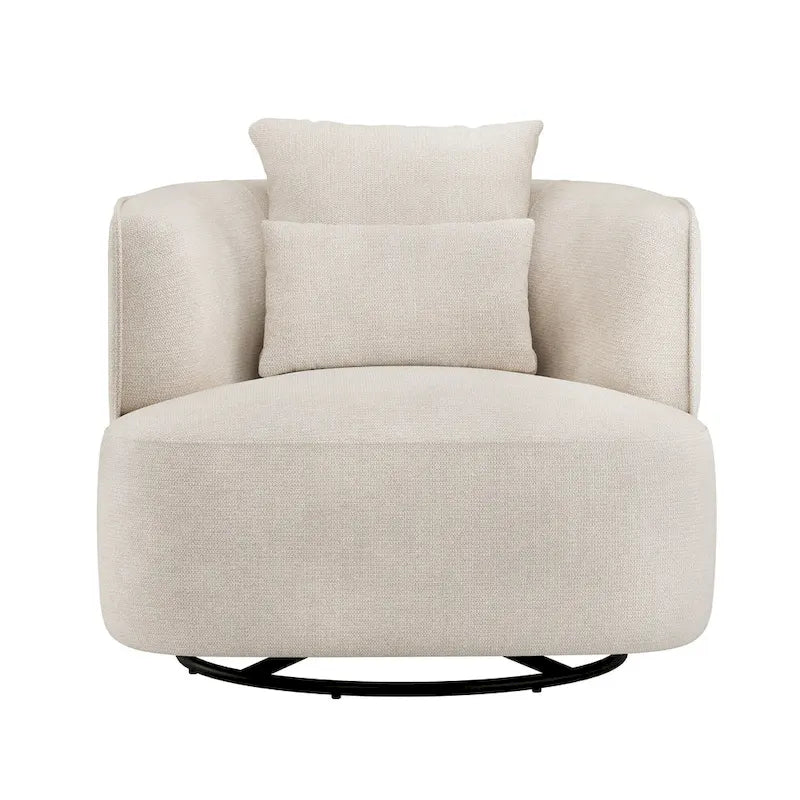 LUE BONA 2er-Set drehbarer Stoff-Akzentsessel aus Mischgewebe, moderner Fasssessel für das Wohnzimmer – 32.7 W x 32.7 D x 26.8 H