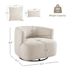 LUE BONA 2er-Set drehbarer Stoff-Akzentsessel aus Mischgewebe, moderner Fasssessel für das Wohnzimmer – 32.7 W x 32.7 D x 26.8 H